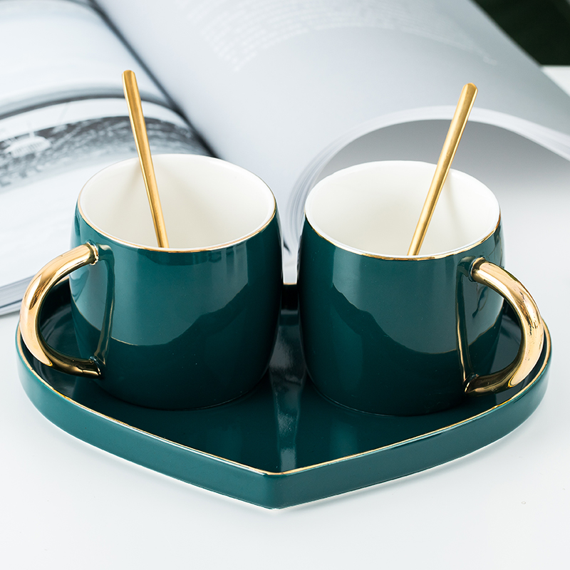 Coffee cup lovers set a pair of niche gift box women's high-end high-end exquisite high-value light luxury small cup