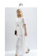Hs Lyocell Dress for Women, Summer 2025 New Style, High-End Design, Loose Fit, Linen Blend, White Long Umbrella Skirt