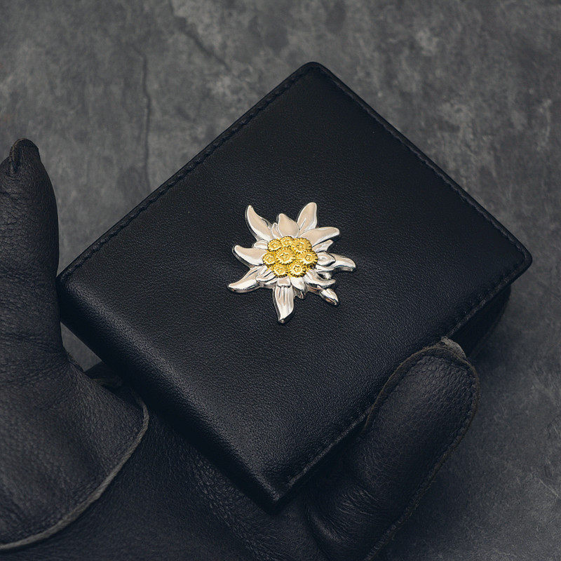 German Snowsuede Flower Mountain Forces Headlayer Sheepskin Wallet Wallet