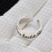 925 Silver Cross Inscription Ring German Mountain Force Edelweiss symbol ring