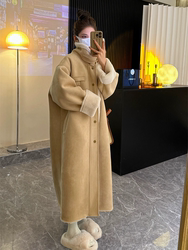 New autumn and winter thickened women's long motorcycle lambskin suede fur all-in-one imitation fur eco-friendly loose jacket