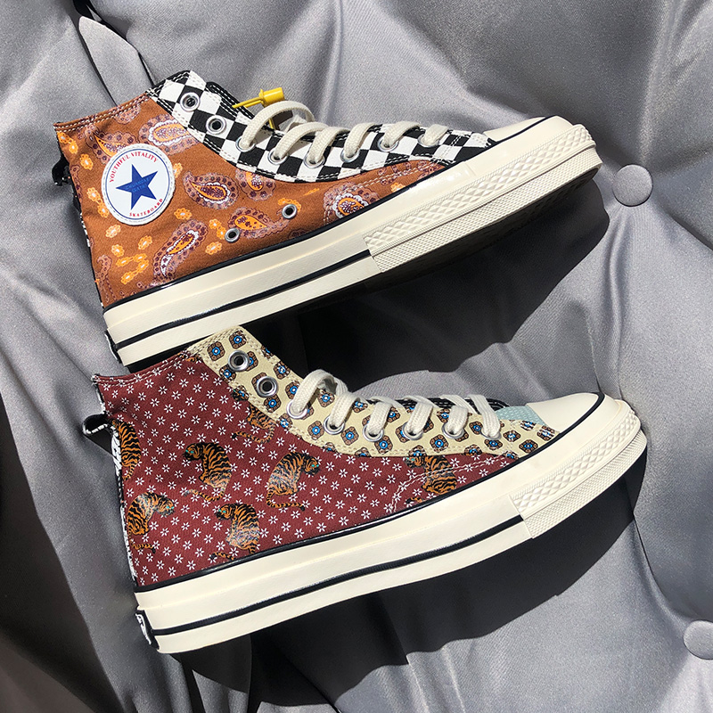 one star five stars high cylinder shoes Chauded country goods shoes fruit flower board shoes men's graffiti sails shoe vulcano shoe country tide