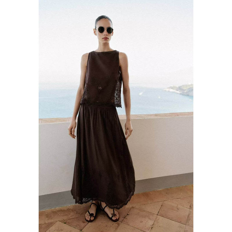 Cabinet 429! Za Summer New Arrival Casual Loose High-Waisted A-Line Lace Embroidered High-Waisted Skirt for Women 8741100 Cabinet 429! Za Summer New Arrival Casual Loose High-Waisted A-Line Lace Embroidered High-Waisted Skirt for Women 8741100