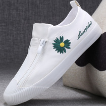 Small white shoes 2021 New Korean version of Joker board shoes a pedal summer thin Daisy white canvas shoes womens shoes
