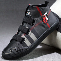 Mens high tide brand shoes mens shoes autumn 2021 new canvas casual board shoes plus velvet warm winter cotton shoes