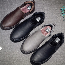 High trendy shoes leather shoes autumn and winter mens shoes 2021 New Martin boots mens pedal casual plus velvet warm cotton shoes