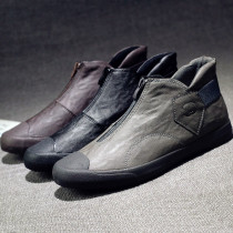 Mens shoes autumn high casual leather shoes a pedal warm cotton shoes 2021 new winter mens board shoes Martin boots