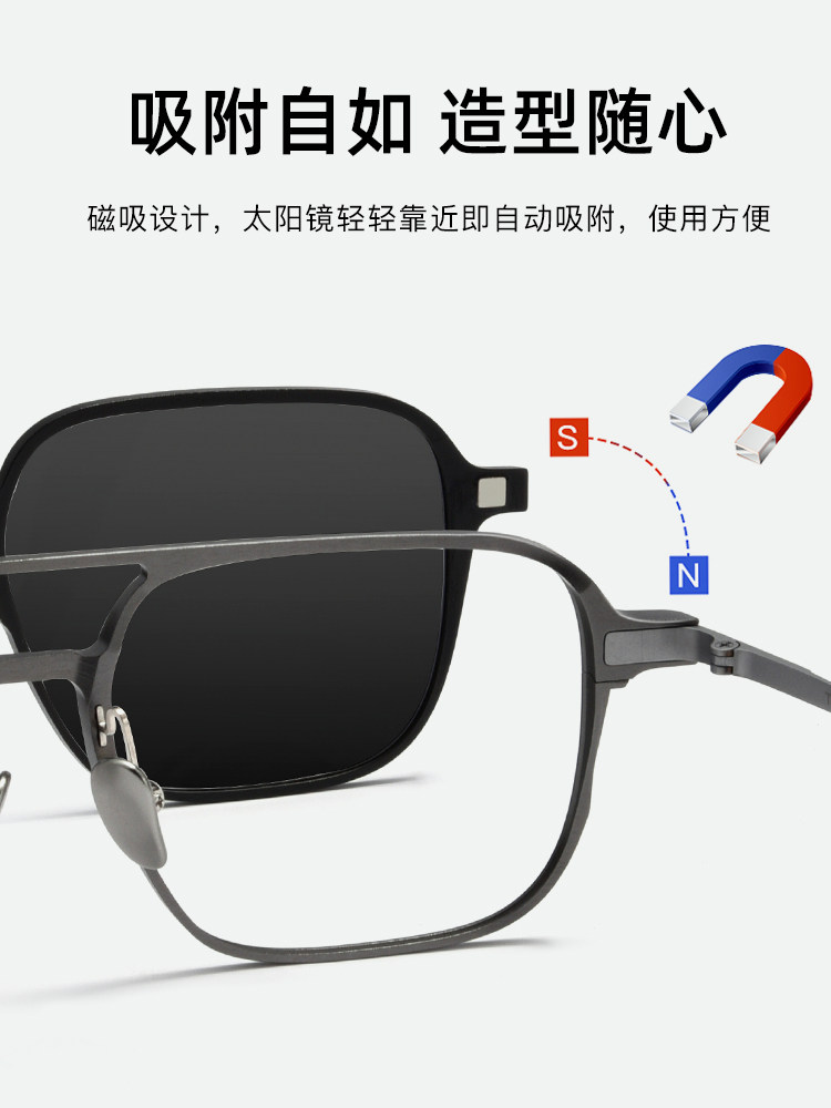 Magnetic Glasses Frame for Men, Four-In-One Set, Multi-Purpose Driving Glasses, Night Vision, Polarized 3D Lenses, Can Be Fitted with Prescription Lenses