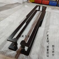 Frameless glass door door handle modern luxury door handle wooden door Chinese style large handle matte black spot