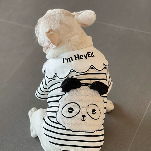 HeyElf Одежда для собак и кошек, французская боя весна и осенняя одежда, пугби, причудливая футболка, полосатая куртка на западном высокогорье, хлопок дышащий