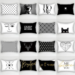 Scandinavian Double-Sided Black Text Pillowcase, Simple and Modern Sofa, Living Room Backrest Pillow, Car Waist Protector, Rectangular