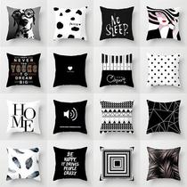 New black and white geometric portrait holding pillow cover living-room sofa waist office headboard resting on pillows with pillows