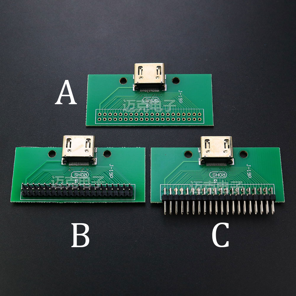 HDMI19PIN 测试板四线制A型母座转2.54MM沉金工艺PCB板 转接板