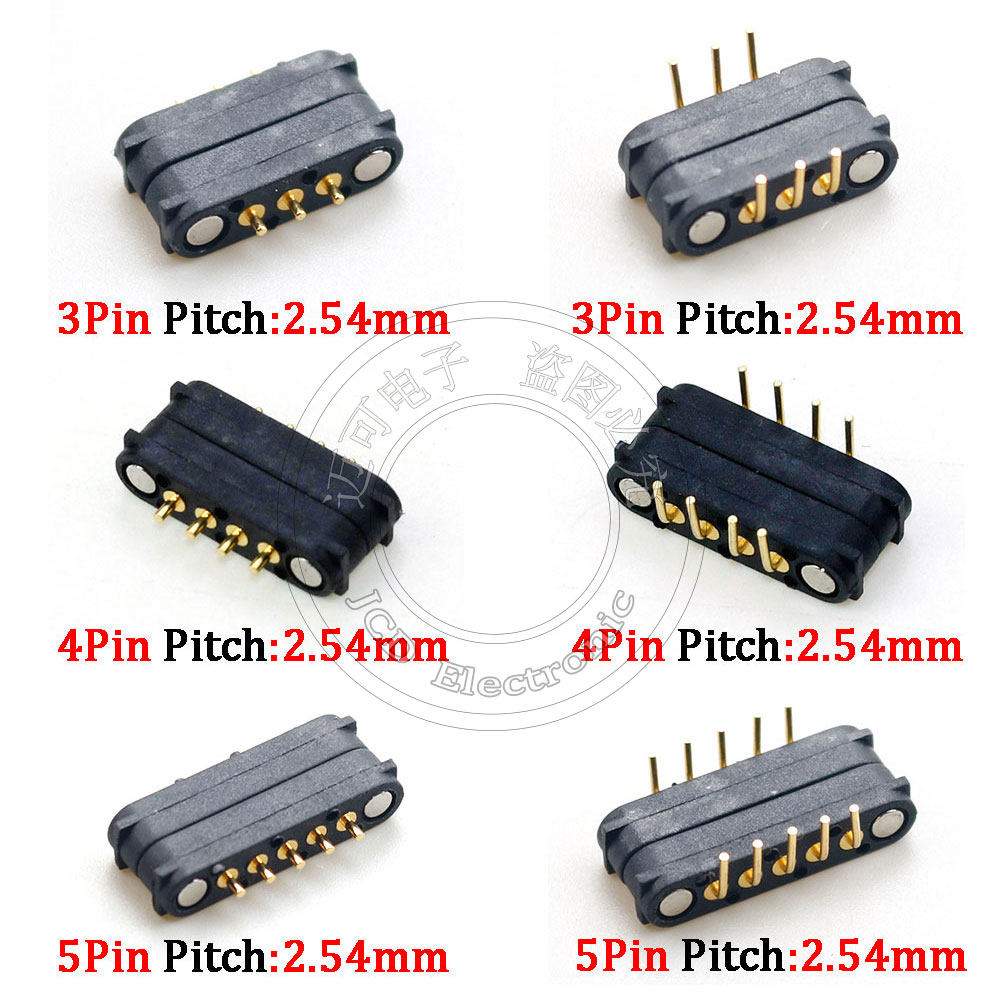 POGO PIN 弹簧针磁吸连接器 3P 4P 5P 2.54 mm 公母座大电流2A36V