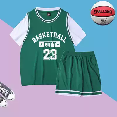 New basketball suit set for men and women students fake two jerseys sports large size competition team uniform custom short sleeve class suit