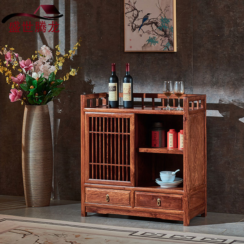 New Chinese mahogany sideboard hedgehog red sandalwood tea cabinet rosewood small wine cabinet solid wood multi-functional locker