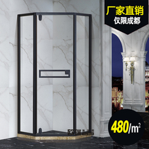 Custom black diamond-shaped shower room tempered glass Stainless steel partition bathroom bath room Bathroom glass