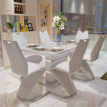 Modern minimalist dining table and chairs Composition 6 People small family Type Nordic table Dining Desk Baking Lacquered Dining Table For Home Eating Table