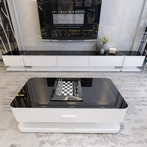 Eu Poetry House Private Tea Table TV Cabinet Composition Tempered Glass Face Modern Minimalist Creative Living Room Small Family of furniture