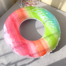 Cute cartoon swimming ring sequins adult children life buoy men and women thick inflatable swimming circle rainbow ring armpit circle