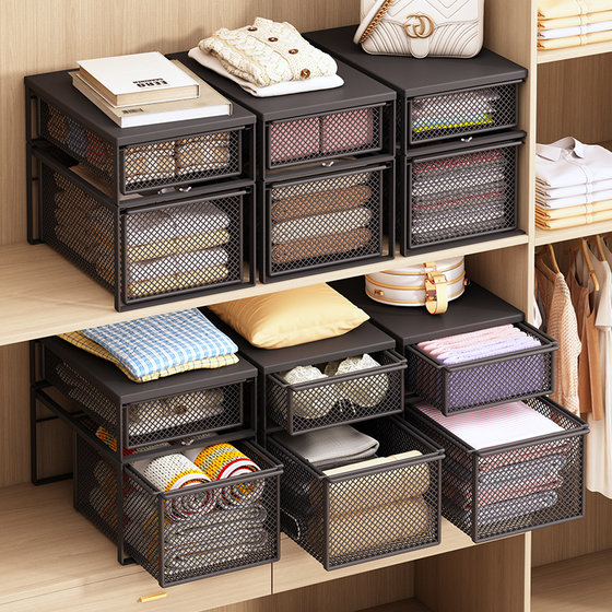 
Cabinet layered rack wardrobe space using partitions, underwear, socks, classified storage box drawer storage tool