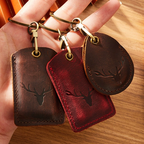 Кожаный прямоугольный защитный чехол для карты, индукционный чехол для проездного и картхолдер в форме капли, брелок, из натуральной кожи