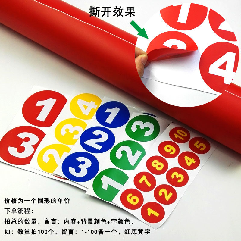 PVC waterproof number stickers Digital stickers Number table number advertising engraved copybook paper positioning stickers Kindergarten wall stickers Custom digital stickers Cabinet number stickers Stage model number digital stickers