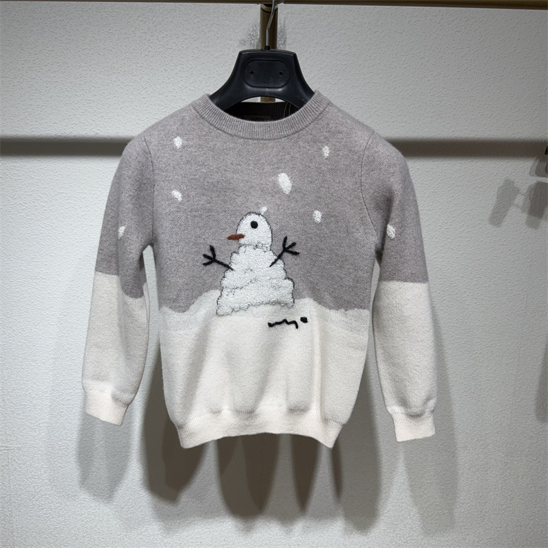 100% Cashmere Children's Round-Neck Long-Sleeve Knit Top for Spring, Autumn, and Winter. Suitable for Gifting and Everyday Wear. Tag Price 2980