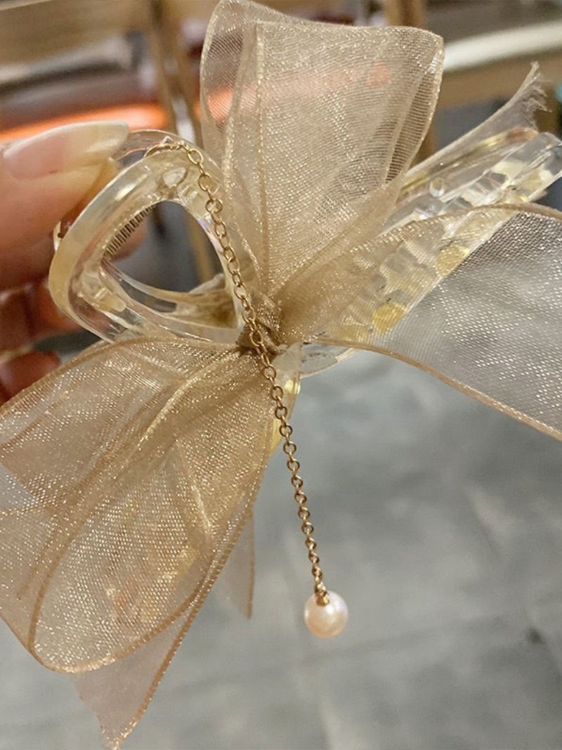 2022 Mesh Lace Bow Hair Clip for Women, Summer Updo Hair Clip for the Back of the Head, Large Shark Clip