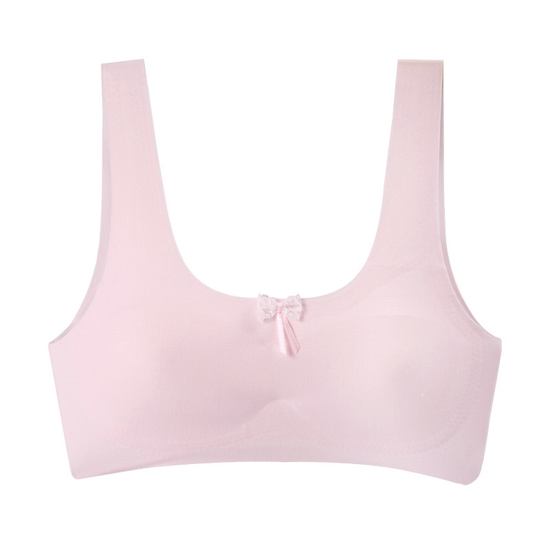 Cool color girl seamless ice silk bra elementary school junior high school students development period underwear girl tube top vest thin autumn