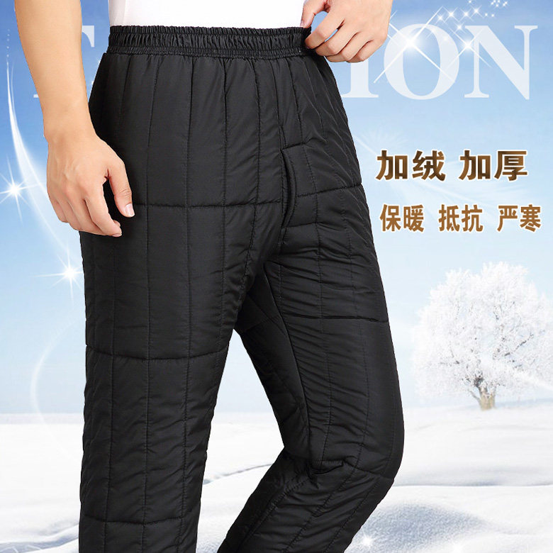 Winter Pants Men's Glint Thickened Dad Cotton Pants Men's Northeast Middle Aged Warm Pants Wear Big Size Pants Man
