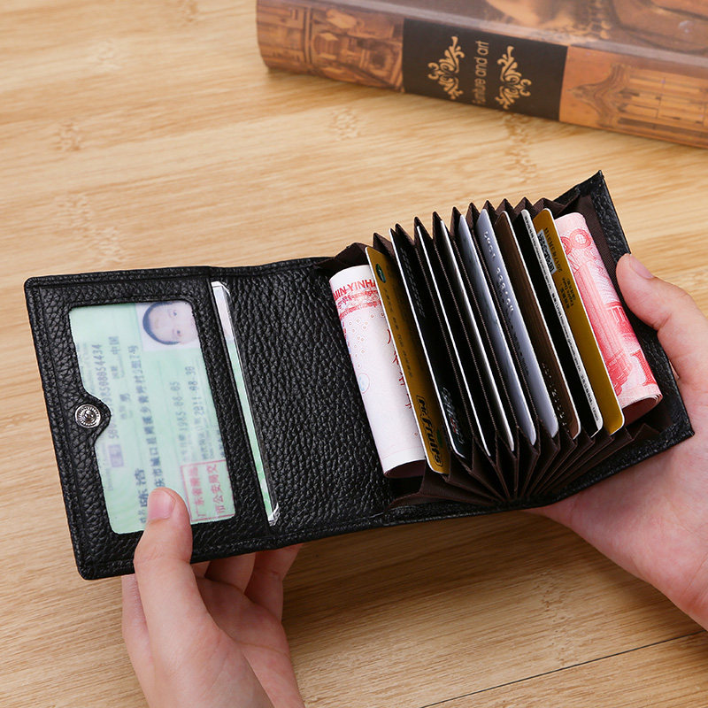 Genuine leather card bag men's driver's license leather case document bag card case buckle multi-card wallet multi-functional tide