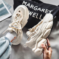 Mens shoes 2021 Fall new 100 lapped thick bottom heightening old daddy shoes winter gush warm cotton shoes sports tide shoes