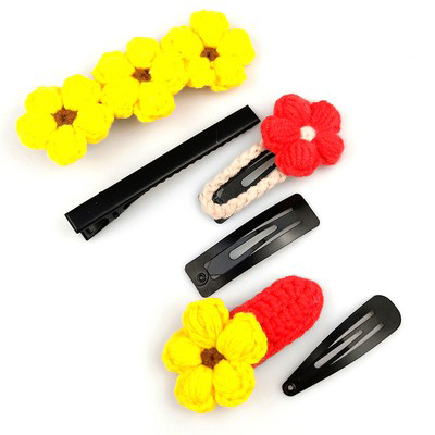 Crochet wool jewelry accessories hair clip water drop clip BB clip hair accessories key chain ear hook earrings DIY handmade hair clip