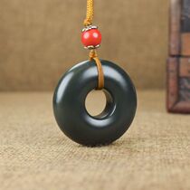 Because of jade Hetian jade green jade tower green fine material safe buckle pendant pendant pendant to give gifts