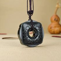 Because of jade Hetian Jade Jade fine material antique fortune four-sided beast pendant Tower Green antique animal face pendant