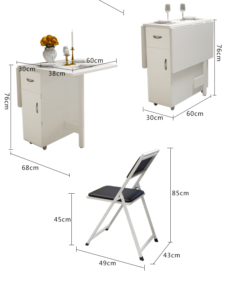 Bàn gấp Hồng Xuân nhà nhỏ căn hộ bàn ăn hình chữ nhật đơn giản có thể thu vào đa chức năng bàn di động - Bàn mẫu bàn máy tính hiện đại