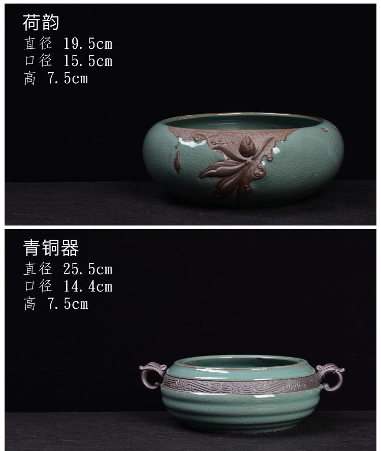 Refers to flower pot hole ceramic large balcony contracted creative water lily bowl lotus qingshan basins hydroponic dedicated copper grass