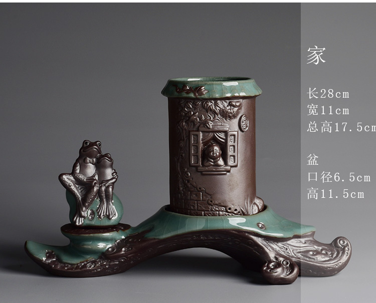 Elder brother up POTS zen composite ceramic creative purple asparagus bonsai pot young monk home furnishing articles in the living room