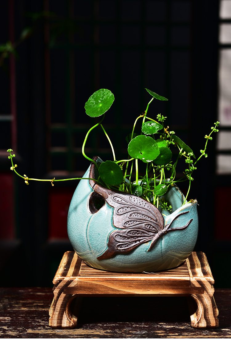 Refers to flower pot ceramic creative nonporous home hydroponic basin is copper money plant water raise grass withered lotus container size