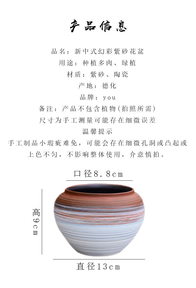 New Chinese style brilliantly coloured purple sand flowerpot more meat coarse pottery breathable household meat meat small indoor ceramic creative special offer a clearance