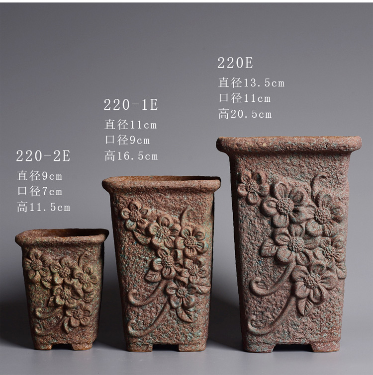 Chinese wind restoring ancient ways the quartet high pot ceramic large household bonsai pot basin of the old running the mage, breathable coarse pottery, fleshy