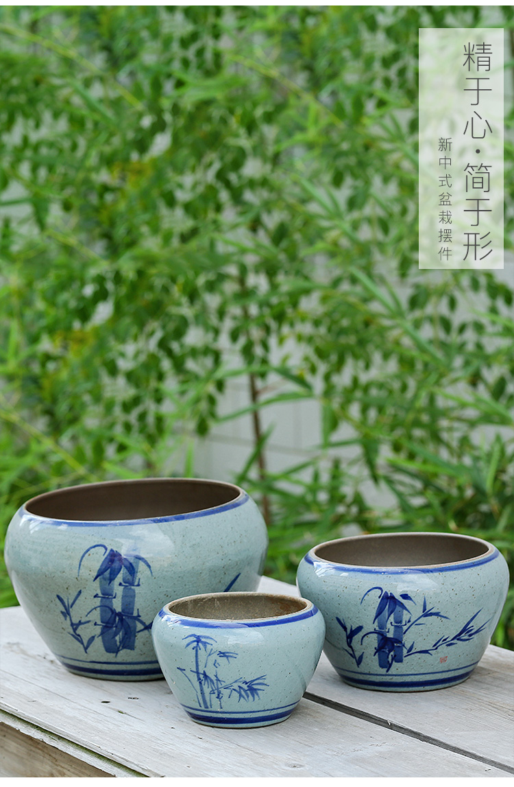 Ceramic bowl lotus basin large clearance hydroponic grass cooper basin cylinder lotus pond lily lazy private water vessels