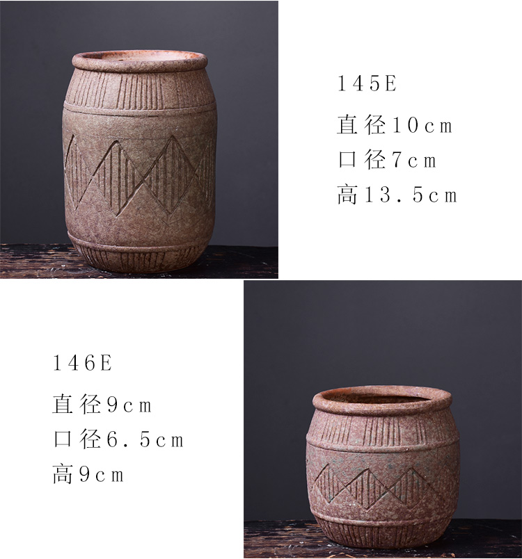 Complex ancient running the basin fleshy mage ceramic coarse pottery flowerpot breathable tall fleshy plant creative household balcony