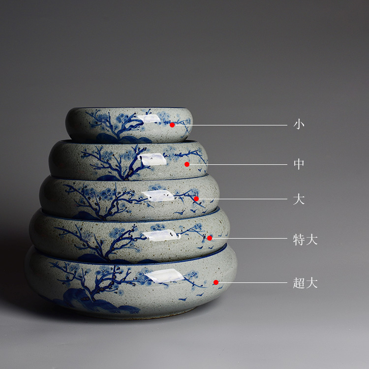 Huai daffodils basin hand - made ceramic restoring ancient ways round copper wire grass hydroponic water lily leaf lotus king faceplate