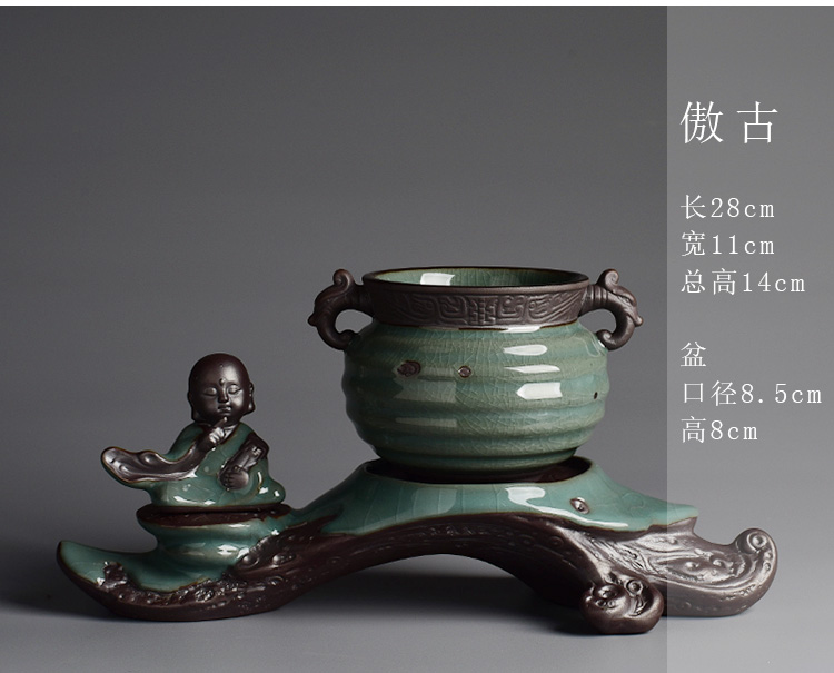 Elder brother up POTS zen composite ceramic creative purple asparagus bonsai pot young monk home furnishing articles in the living room
