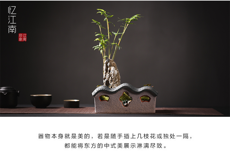 Chinese style restoring ancient ways is more than the old meat pot ceramic creative bonsai asparagus, green meat meat the plants specials coarse pottery flowerpot