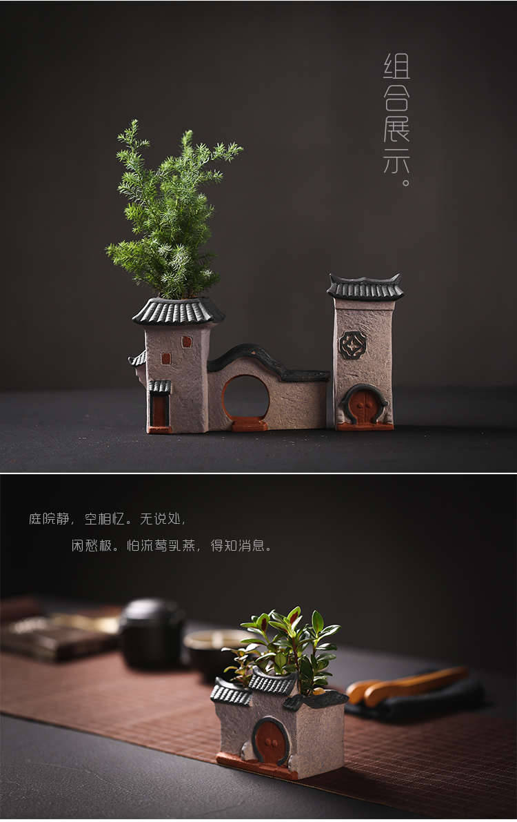 Chinese style restoring ancient ways is more than the old meat pot ceramic creative bonsai asparagus, green meat meat the plants specials coarse pottery flowerpot