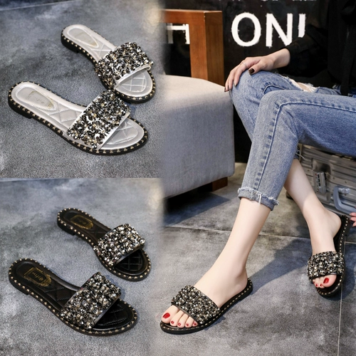 Тапочки, модные сетчатые слайдеры, универсальная пляжная обувь на плоской подошве, популярно в интернете