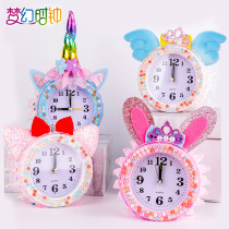 Children DIY Mosaic Clock Material Bag Creative Dreamy Cartoon Alarm Clock Color Drill Stickup Production Toy Gift